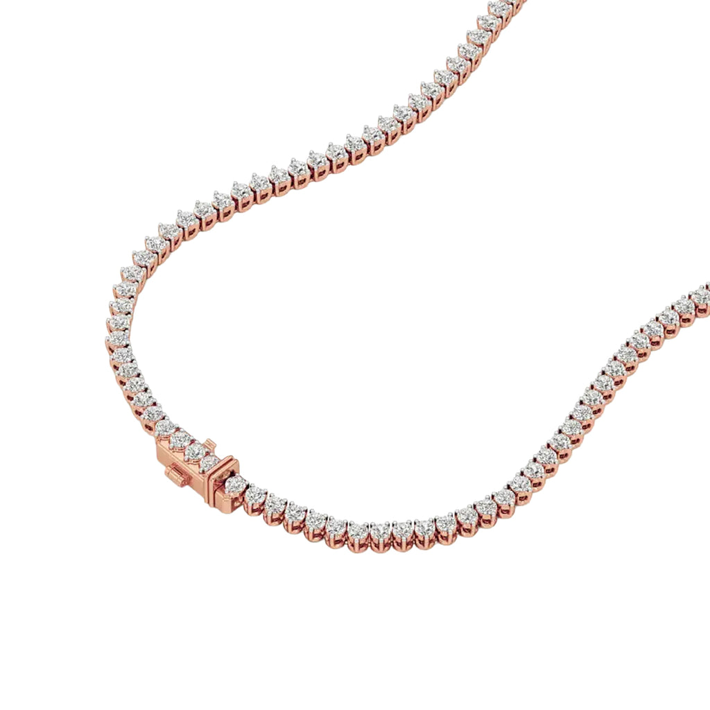 Round Diamond Buttercup Setting Tennis Necklace in Gold