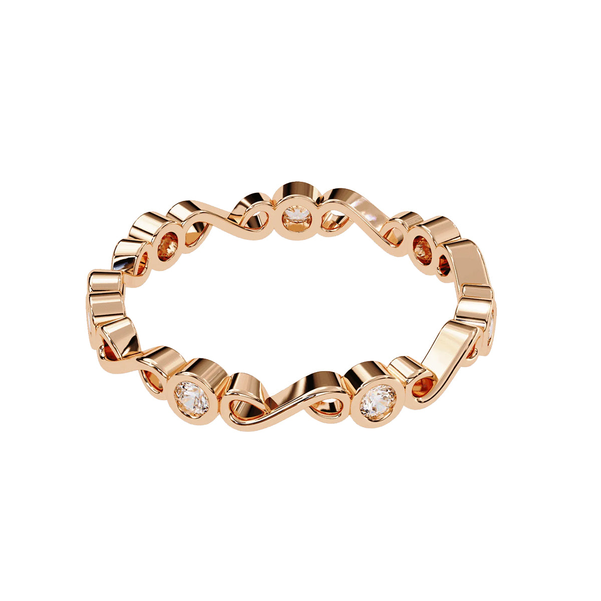 Round Cut Minimal Diamond Band for Her in Gold