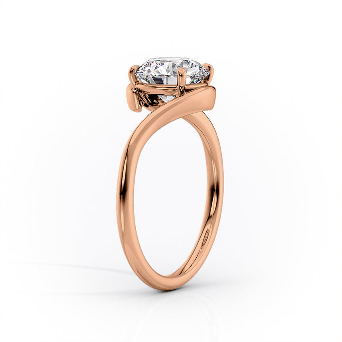 Oval Solitaire Bypass Engagement Ring in Gold