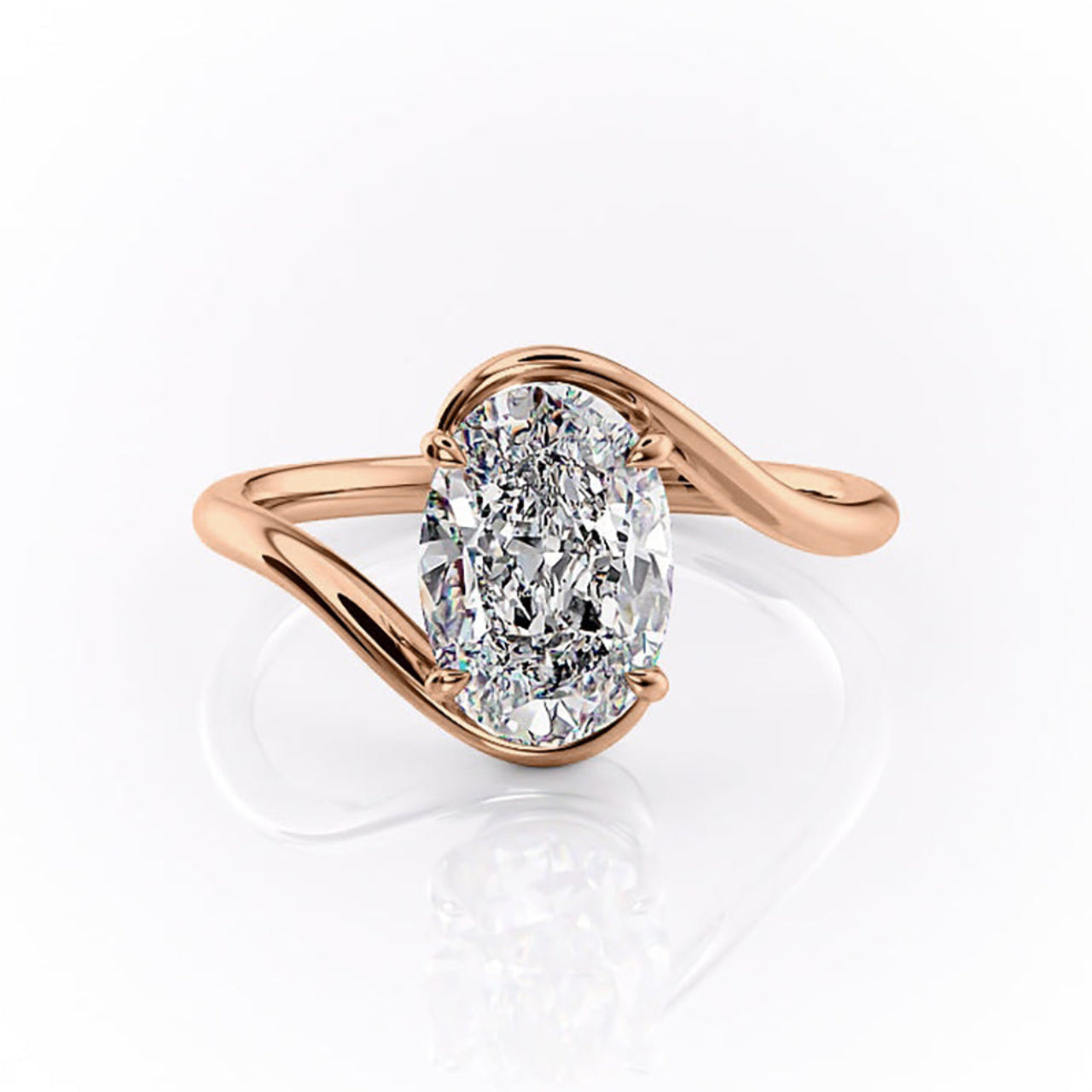 Oval Solitaire Bypass Engagement Ring in Gold
