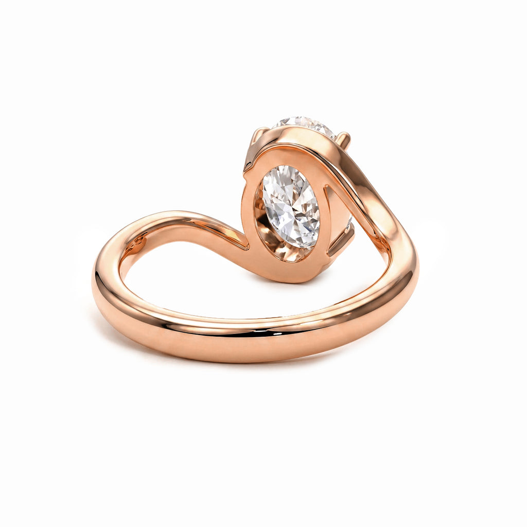 Oval Solitaire Bypass Engagement Ring in Gold
