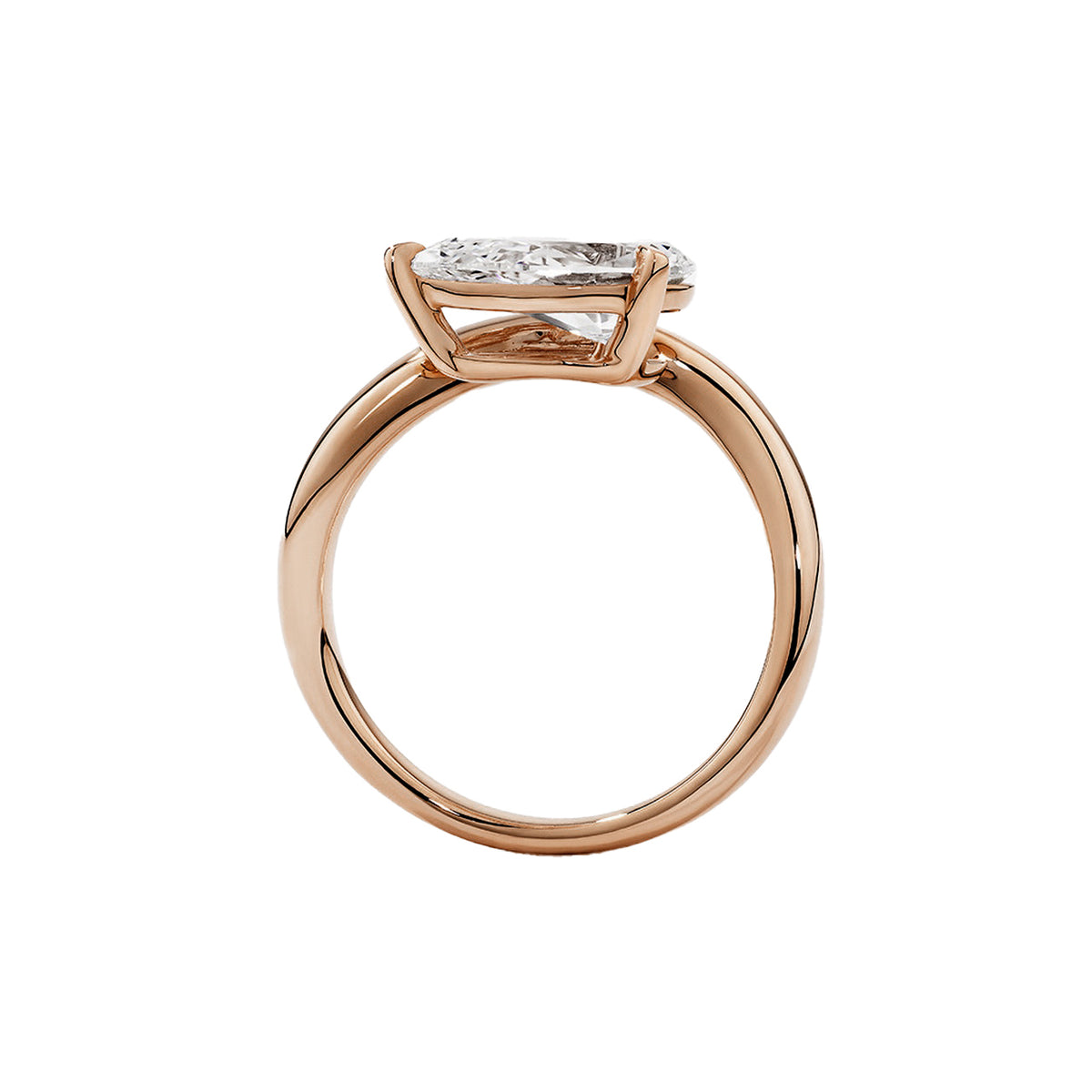 Pear Solitaire Bypass Engagement Ring in Gold