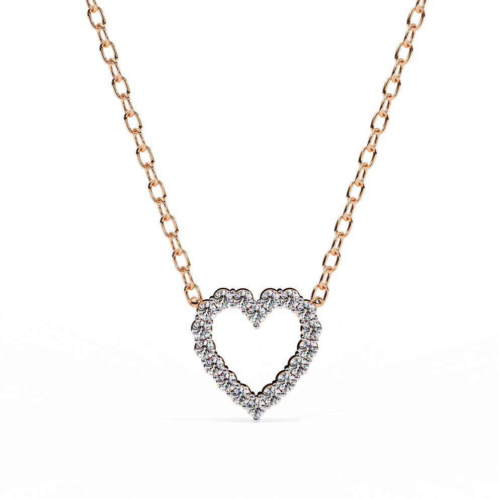 Heart diamond necklace in rose gold chain