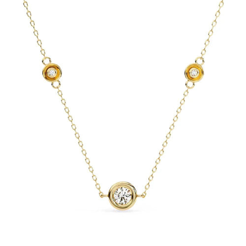 Round bezel-set diamond pendant in gold