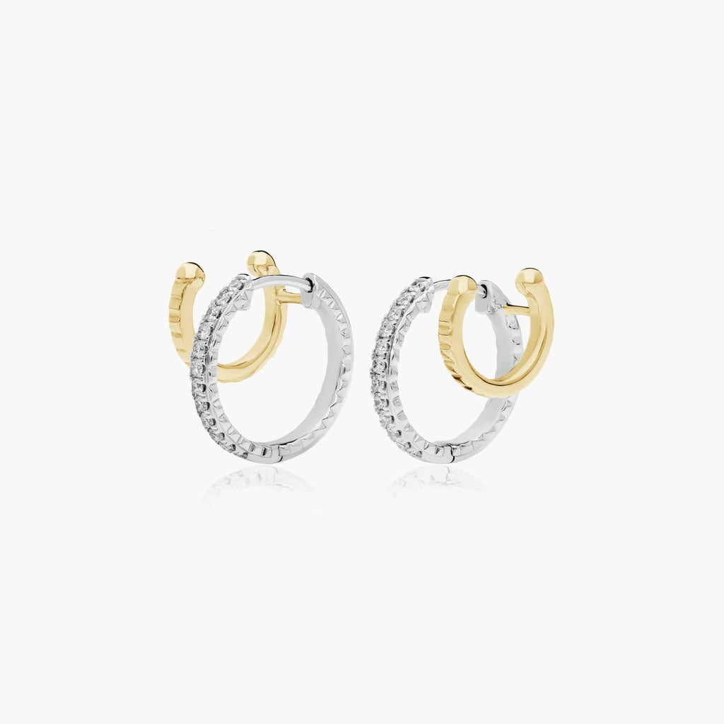 Two-tone diamond hoop earrings
