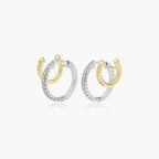 Two-tone diamond hoop earrings