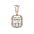Princess-style rectangular diamond pendant with gold chain