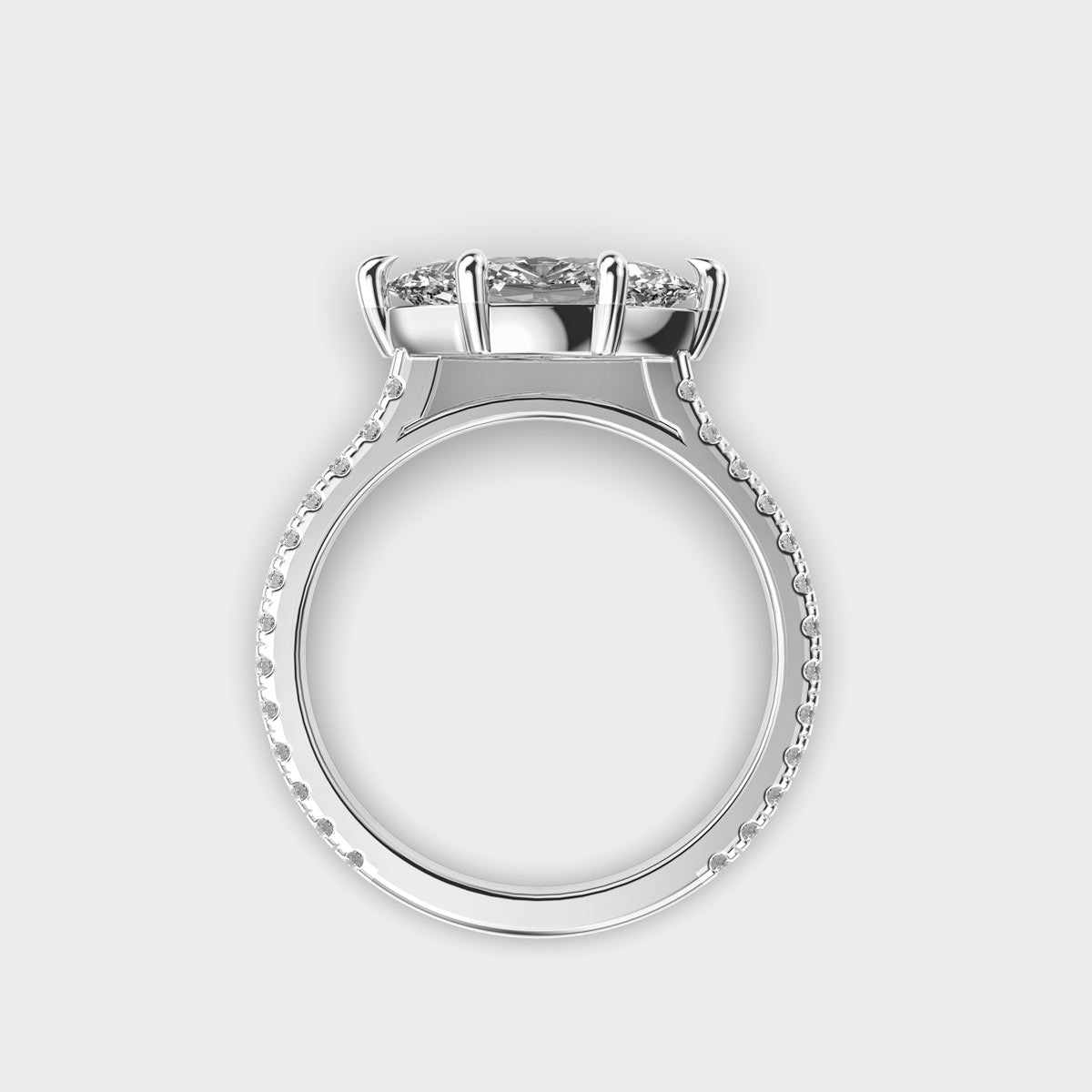 Marquise Cut Diamond Engagement Ring with Pave Band in Gold