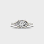 Marquise Cut Diamond Engagement Ring with Pave Band in Gold