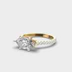 Marquise Cut Diamond Engagement Ring with Pave Band in Gold