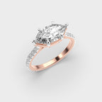 Marquise Cut Diamond Engagement Ring with Pave Band in Gold