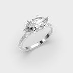 Marquise Cut Diamond Engagement Ring with Pave Band in Gold