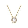 Oval-shaped halo diamond pendant in gold