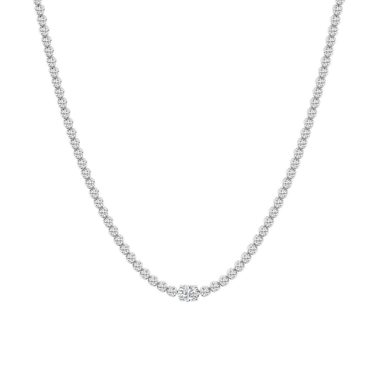 Oval Diamond Single Station Tennis Necklace in Gold
