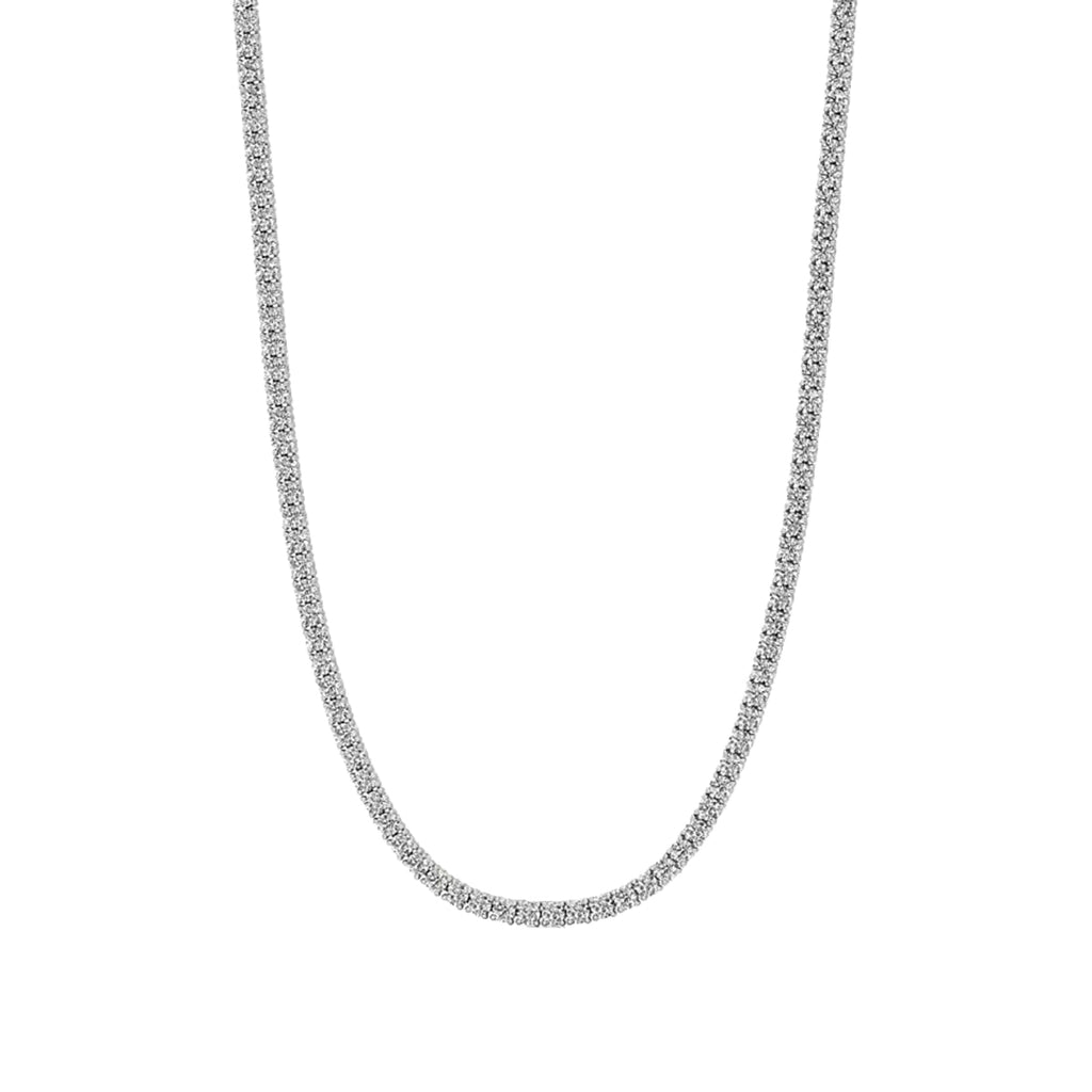 Round Diamond 4-Prong Setting Tennis Necklace in Gold