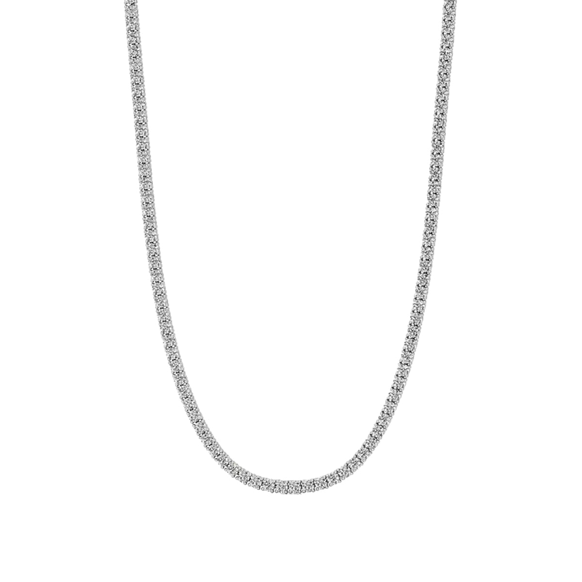 Round Diamond 4-Prong Setting Tennis Necklace in Gold