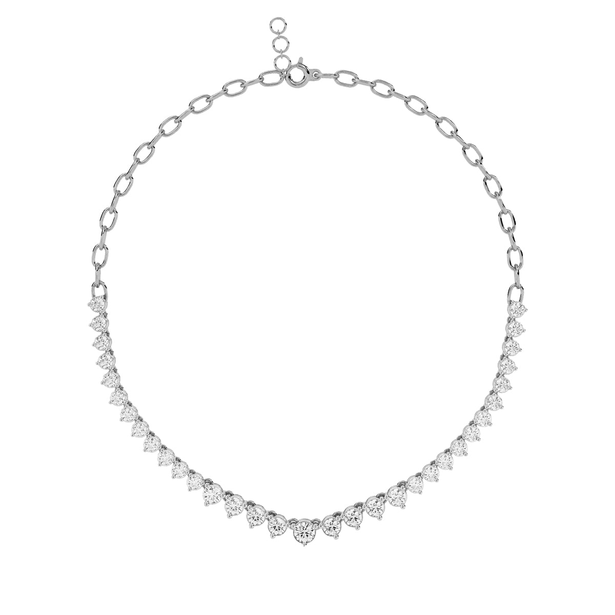 Elegant Round Diamond Drop Tennis Necklace in Gold