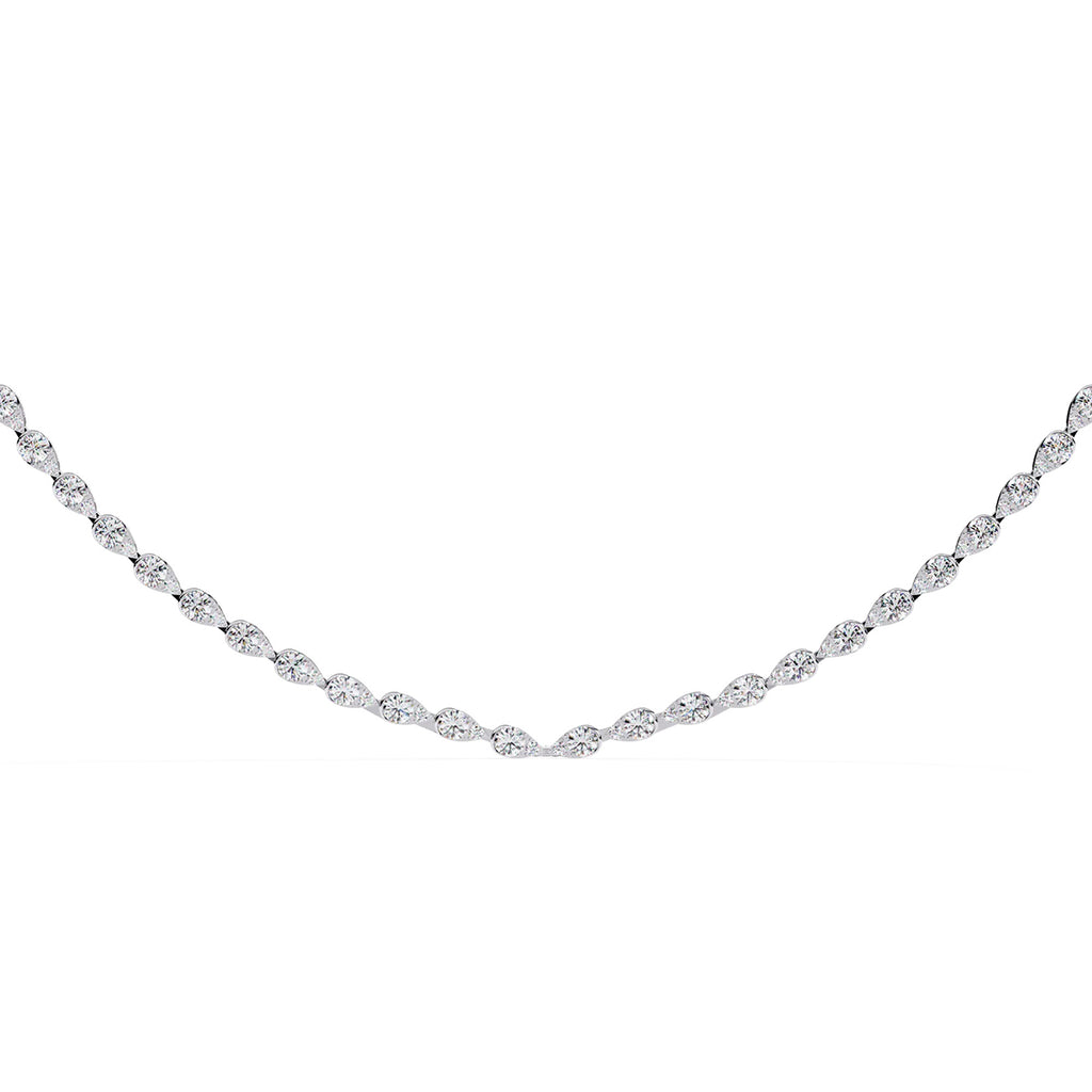 Pear Shape Diamond Tennis Necklace in Gold