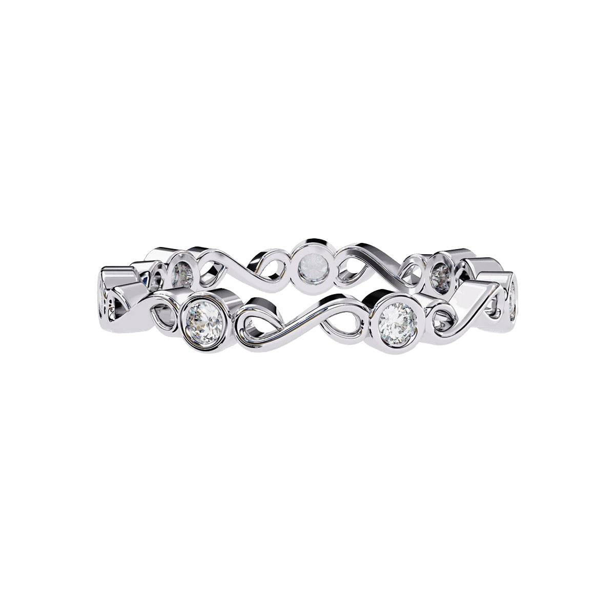 Round Cut Minimal Diamond Band for Her in Gold