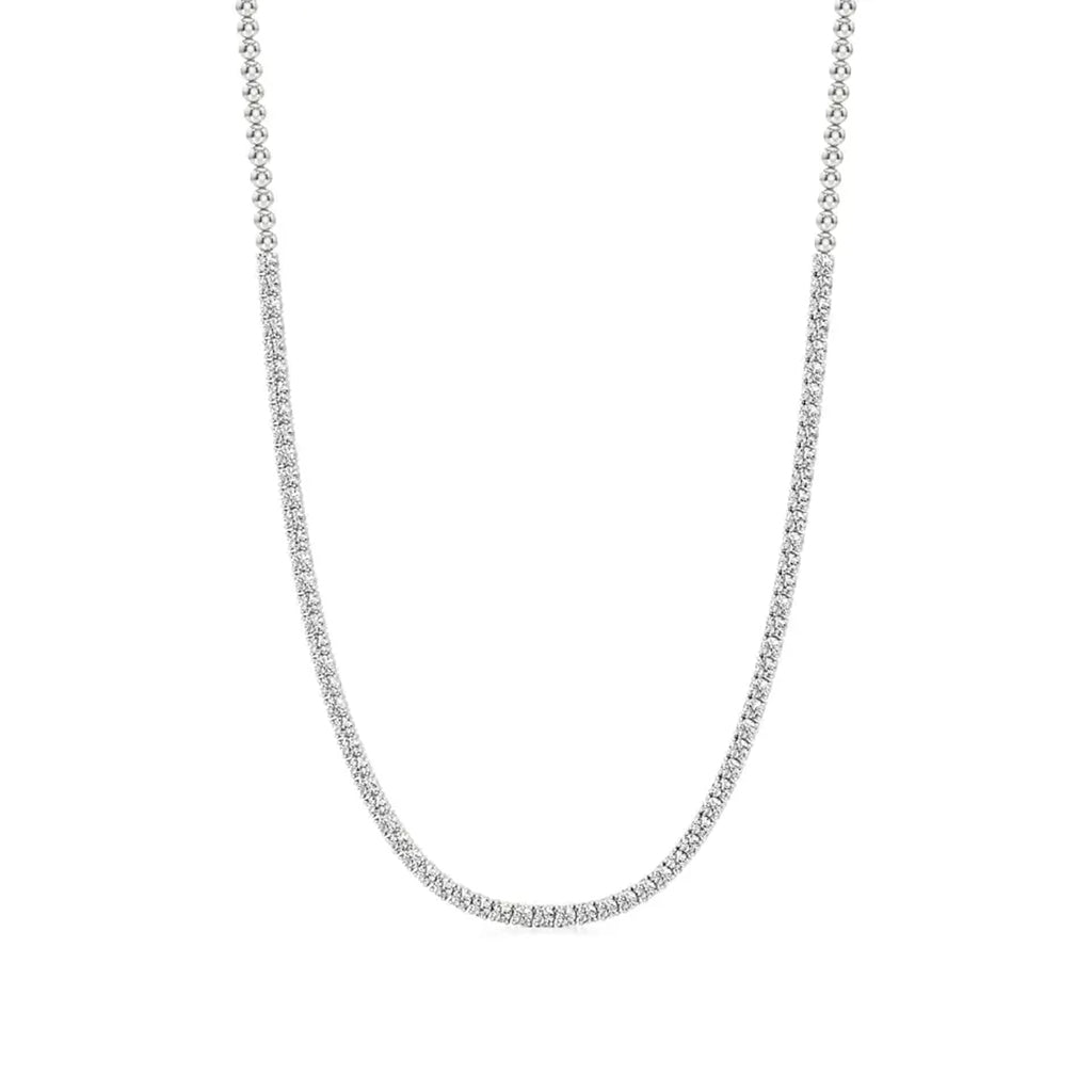 Classic Round Diamond Tennis Necklace in Gold
