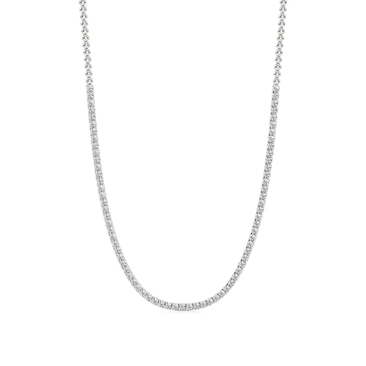 Classic Round Diamond Tennis Necklace in Gold