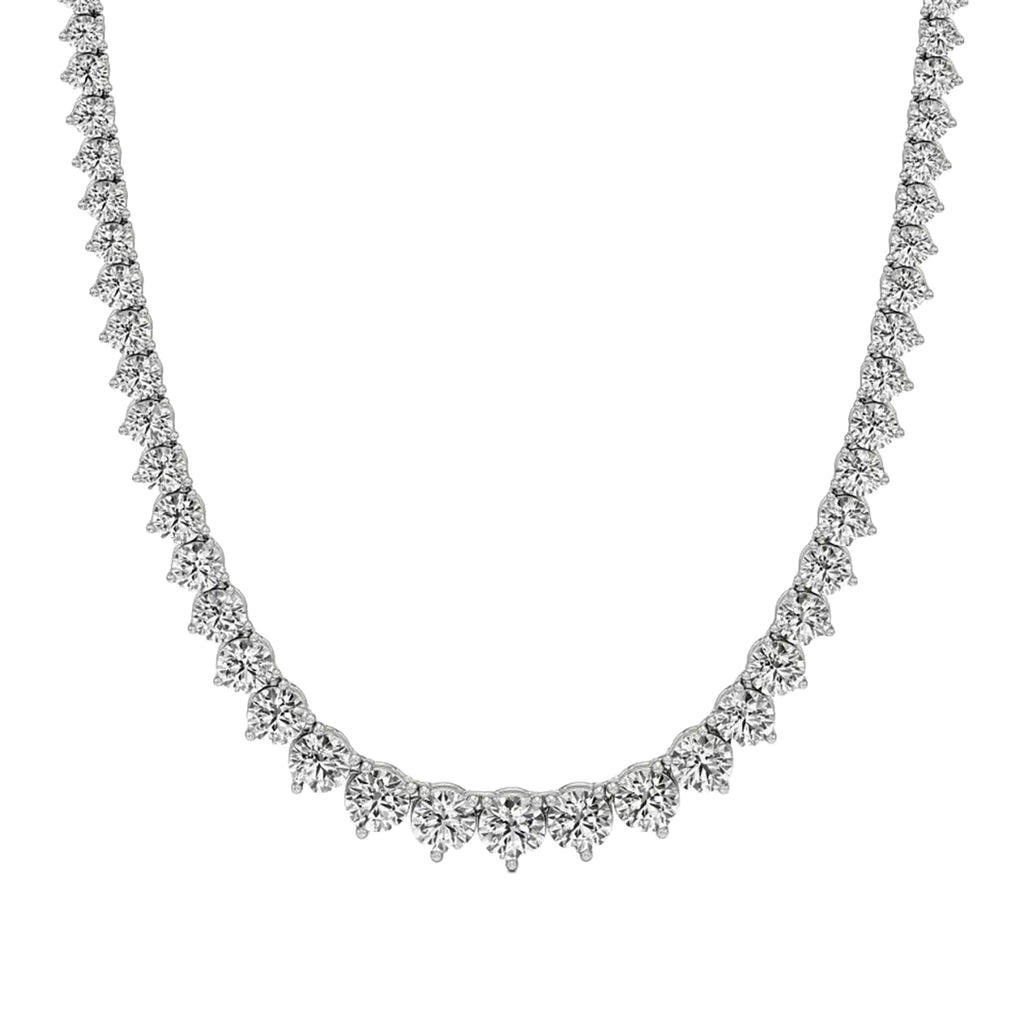 Round Diamond Buttercup Setting Tennis Necklace in Gold