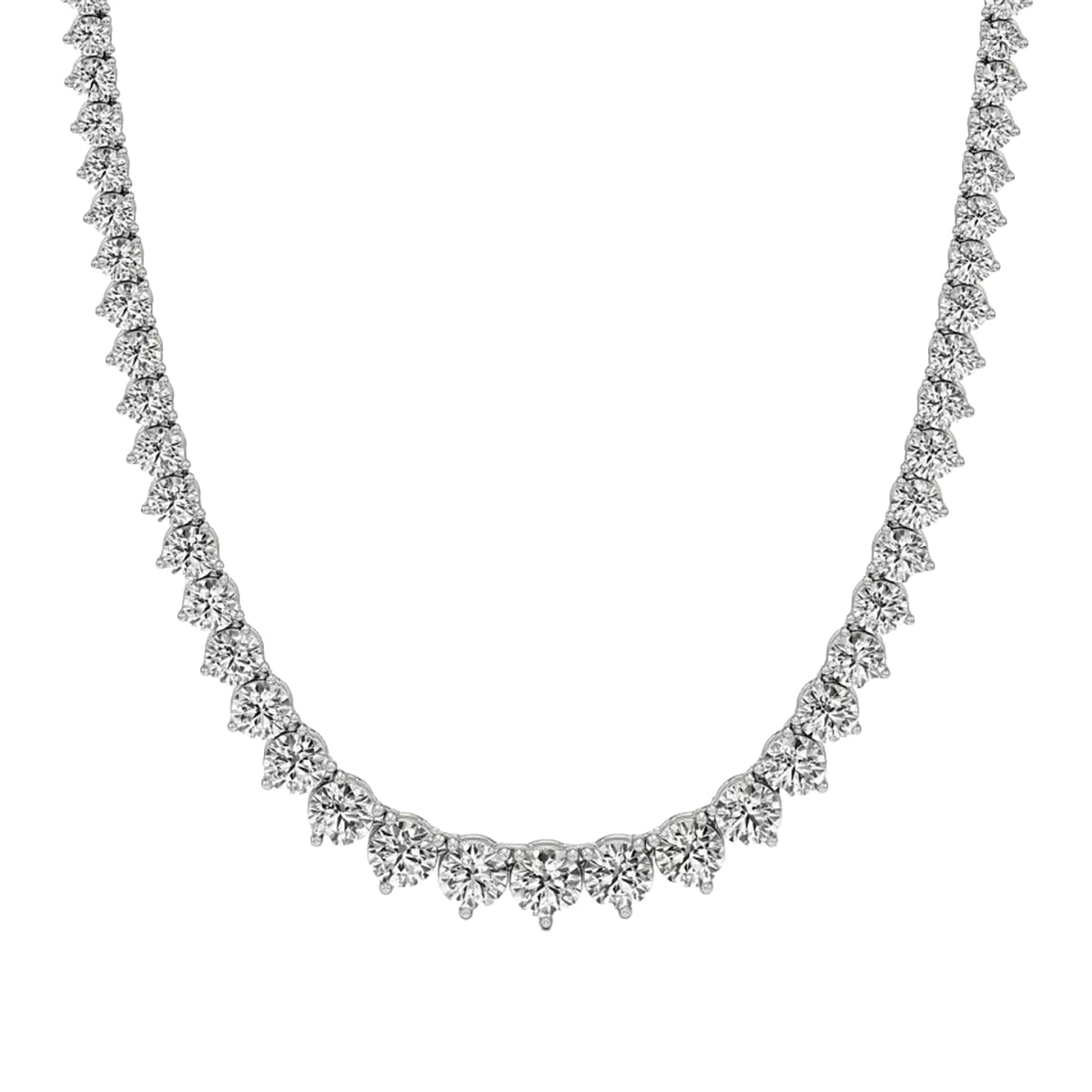 Round Diamond Buttercup Setting Tennis Necklace in Gold
