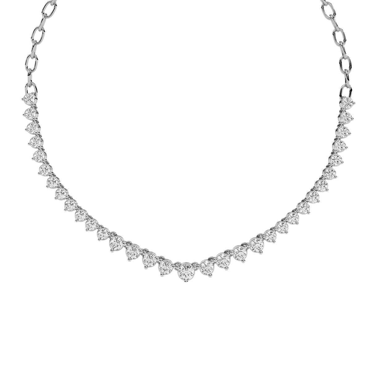 Elegant Round Diamond Drop Tennis Necklace in Gold