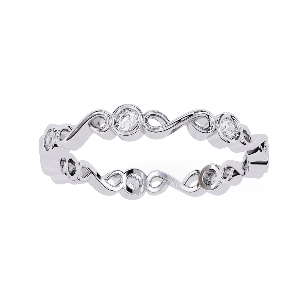 Round Cut Minimal Diamond Band for Her in Gold