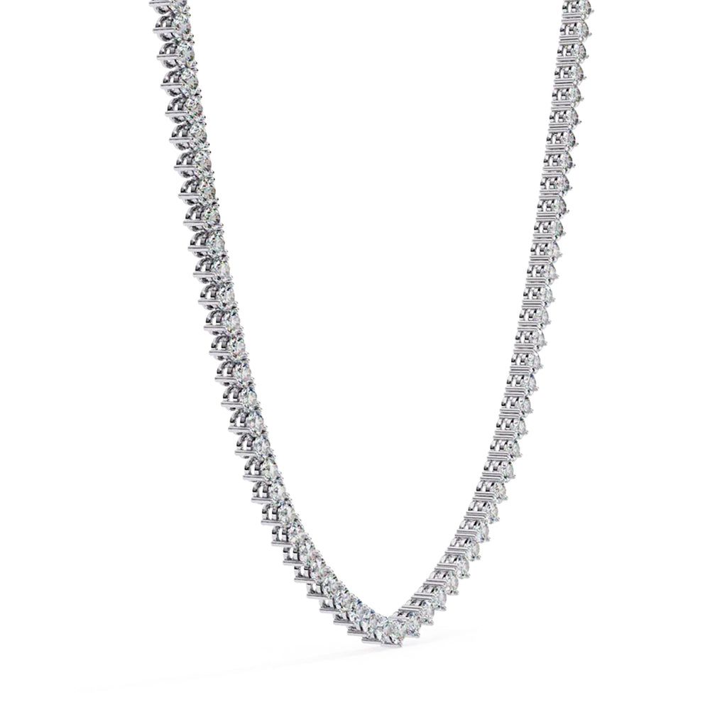 Round Diamond Tennis Necklace in Gold