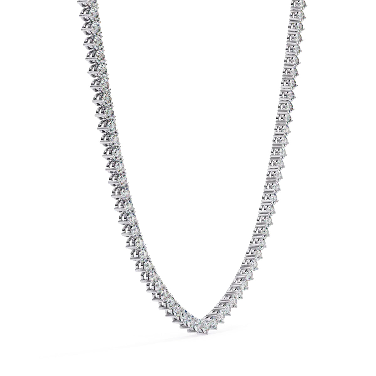 Round Diamond Tennis Necklace in Gold