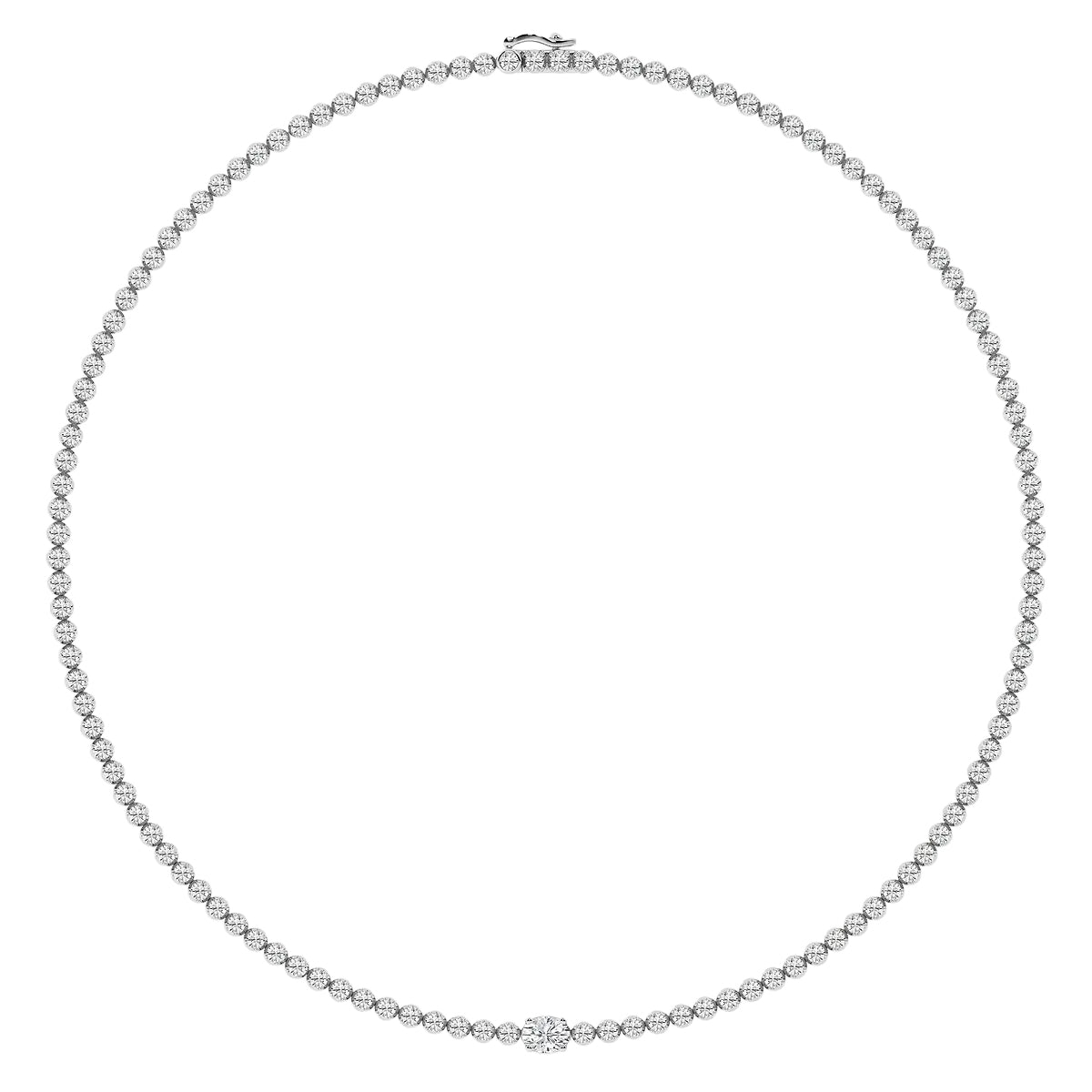 Oval Diamond Single Station Tennis Necklace in Gold