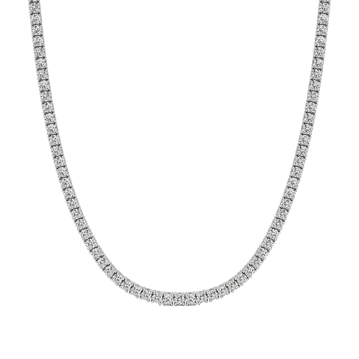 Classic Round Diamond Tennis Necklace in Gold