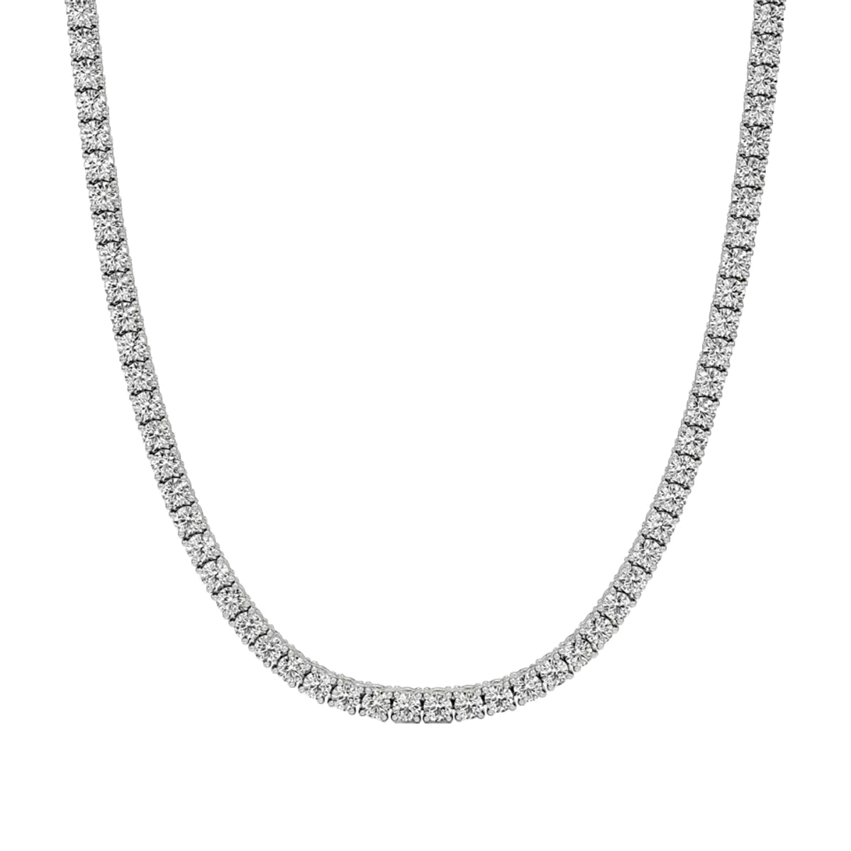 Round Diamond 4-Prong Setting Tennis Necklace in Gold