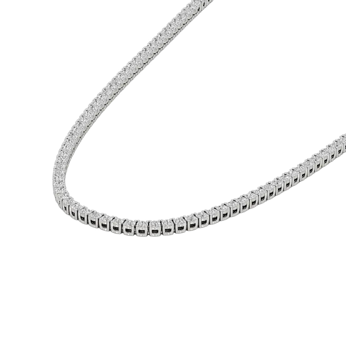 Round Diamond 4-Prong Setting Tennis Necklace in Gold