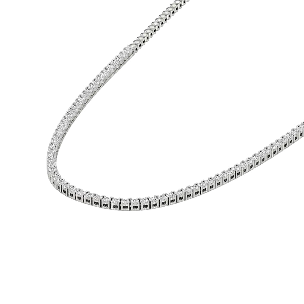 Classic Round Diamond Tennis Necklace in Gold