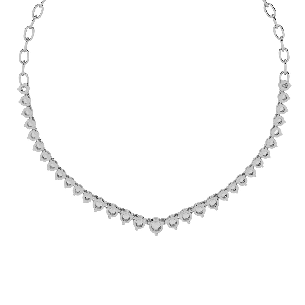 Elegant Round Diamond Drop Tennis Necklace in Gold