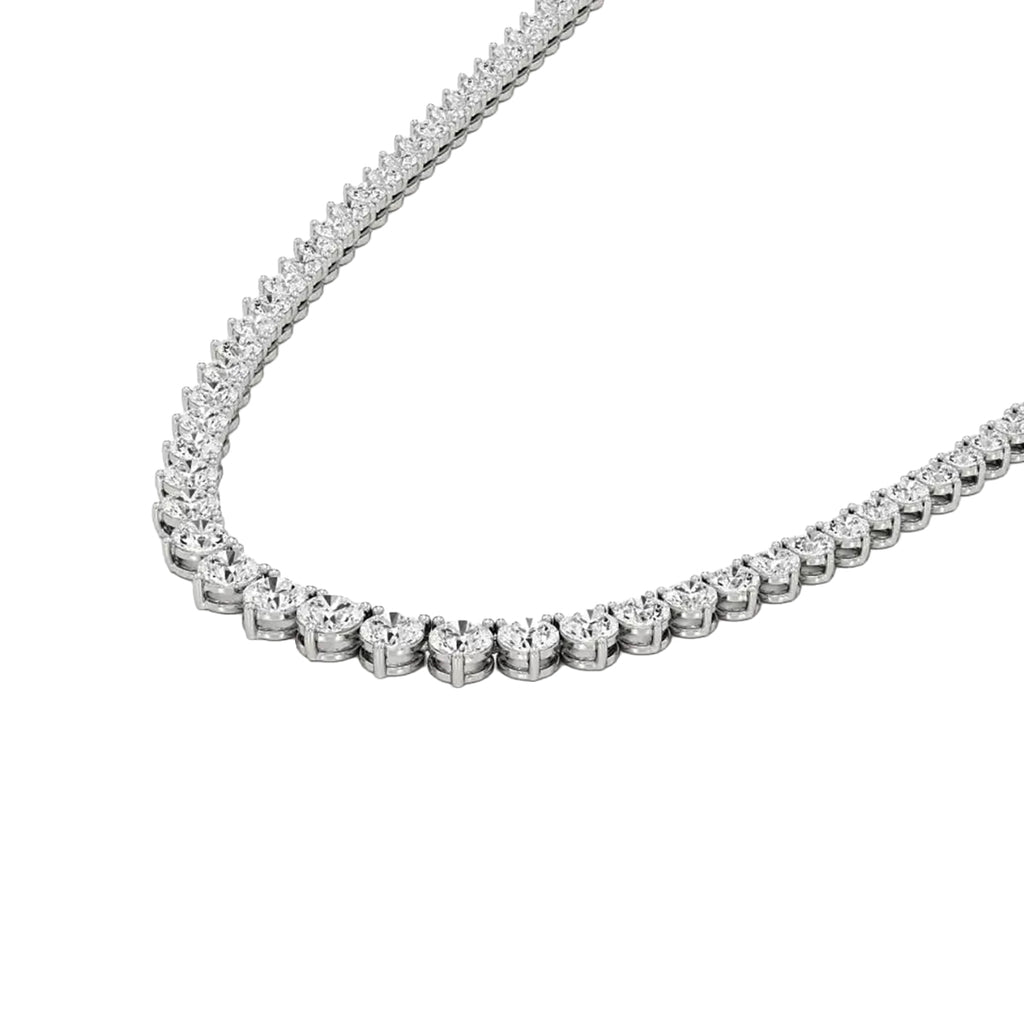 Round Diamond Buttercup Setting Tennis Necklace in Gold