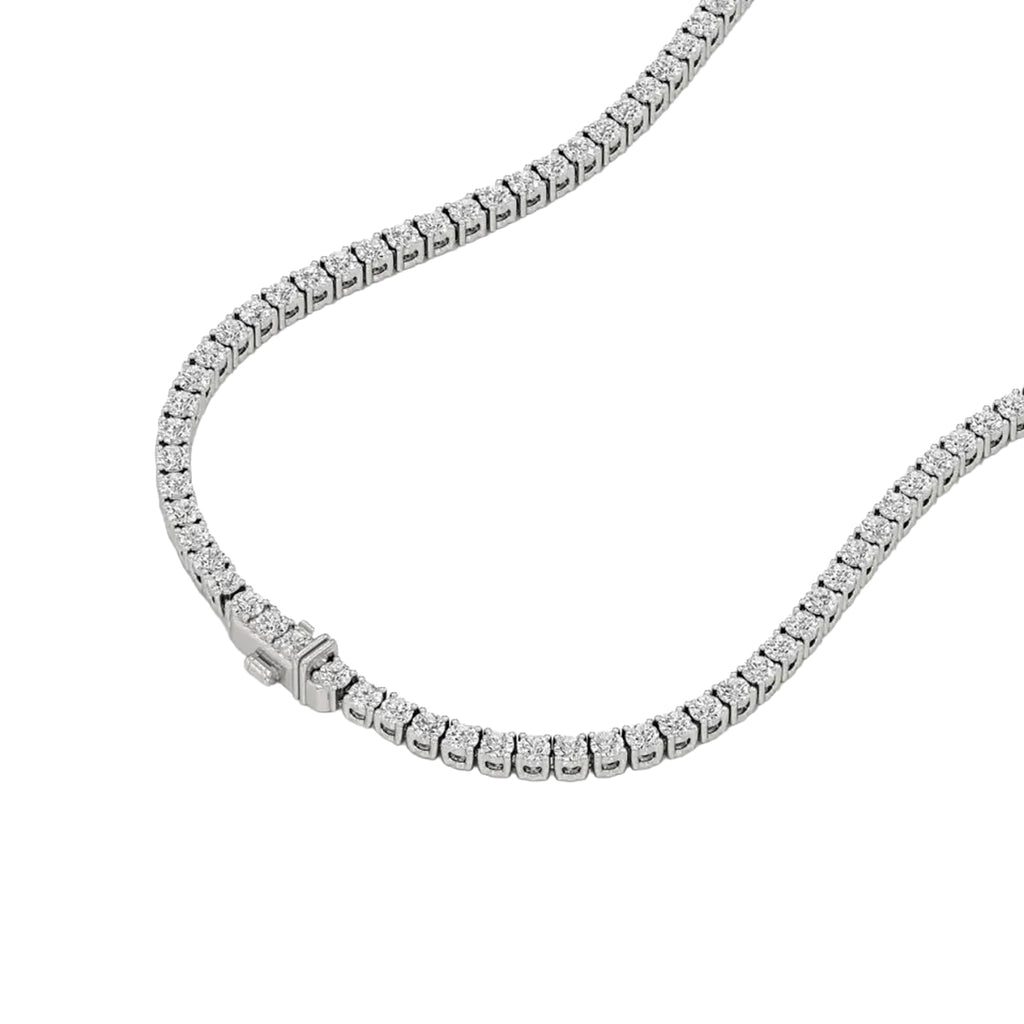 Round Diamond 4-Prong Setting Tennis Necklace in Gold