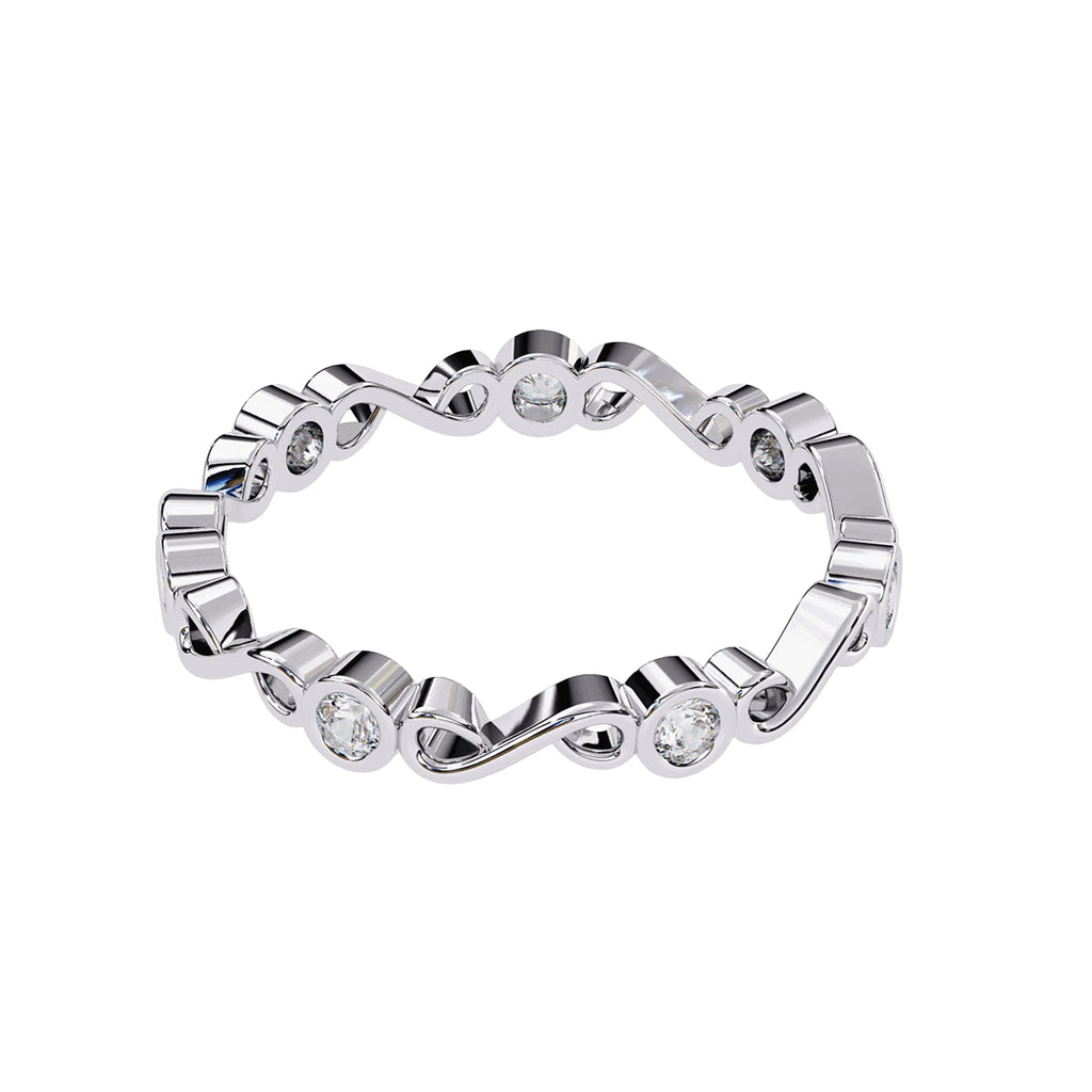 Round Cut Minimal Diamond Band for Her in Gold