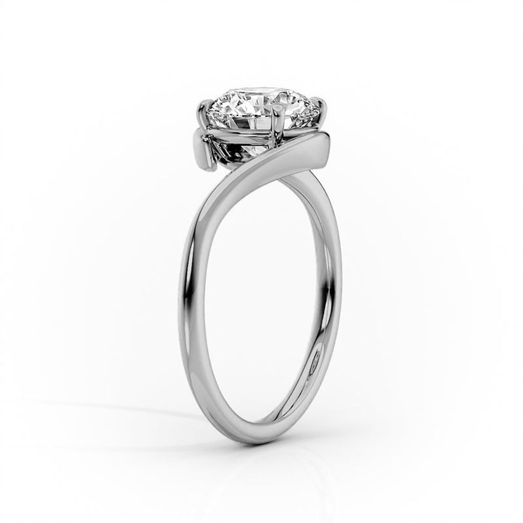 Oval Solitaire Bypass Engagement Ring in Gold