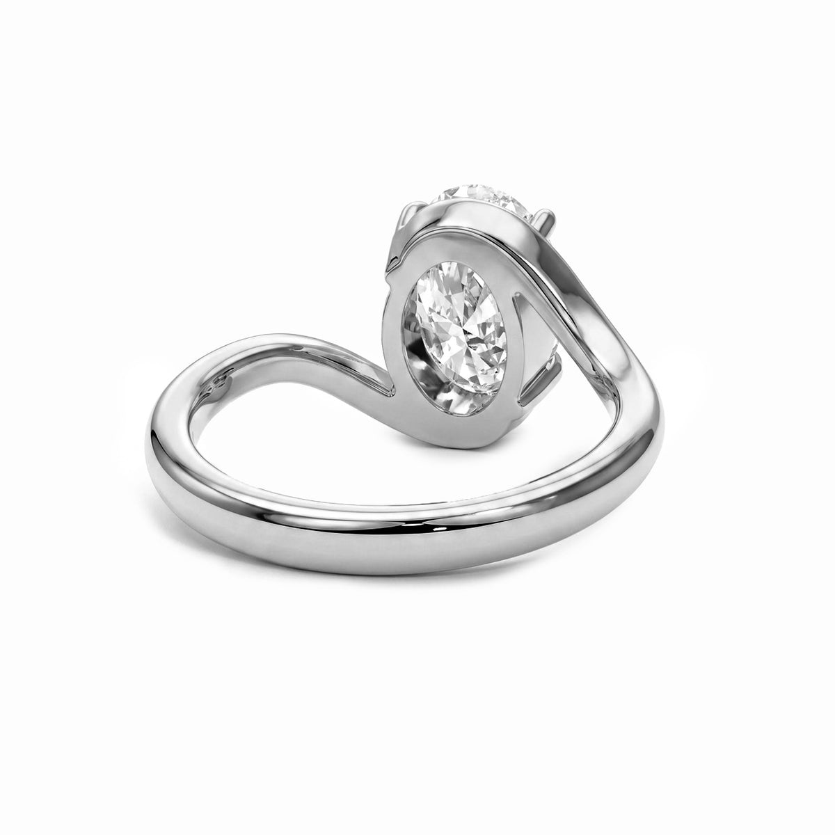Oval Solitaire Bypass Engagement Ring in Gold
