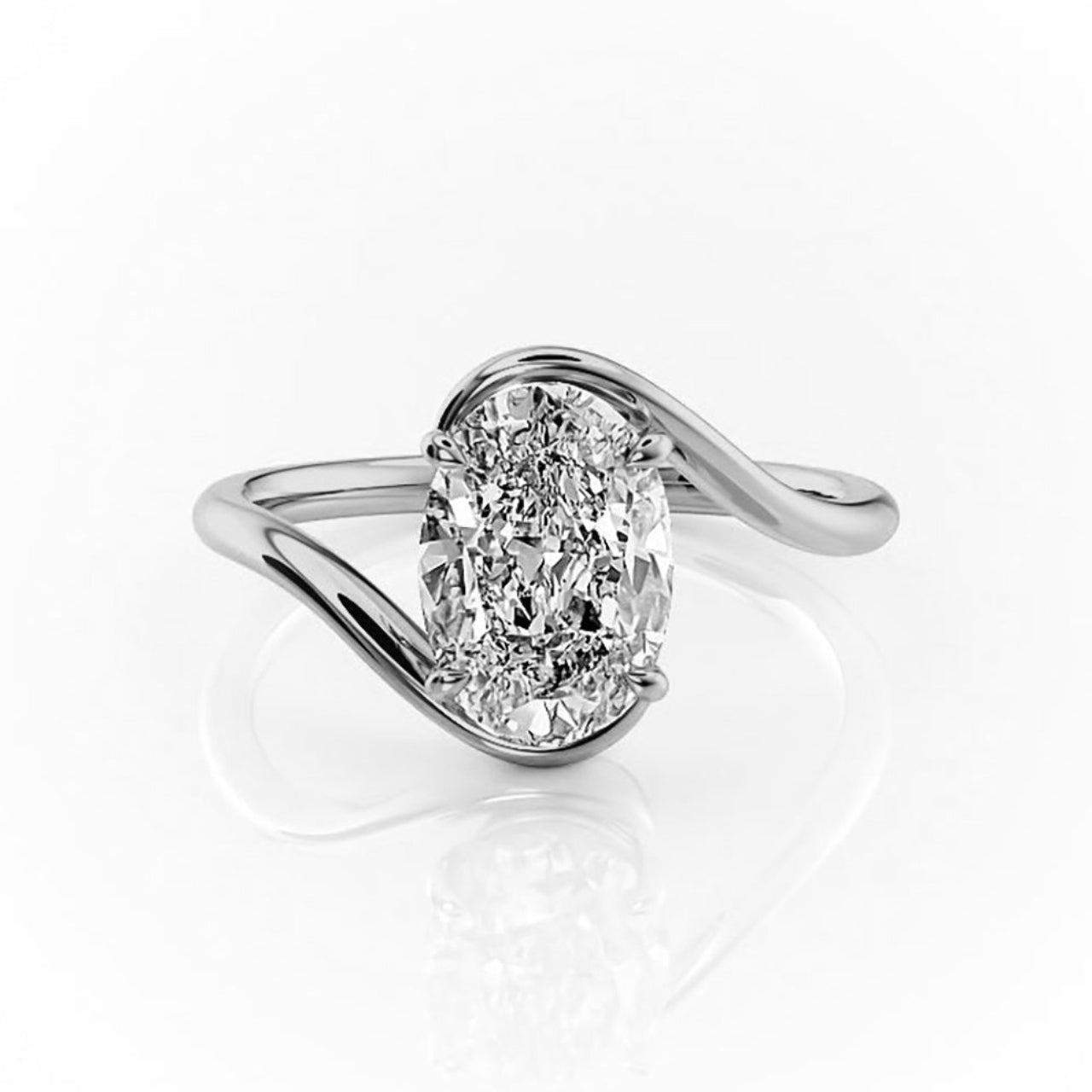 Oval Solitaire Bypass Engagement Ring in Gold