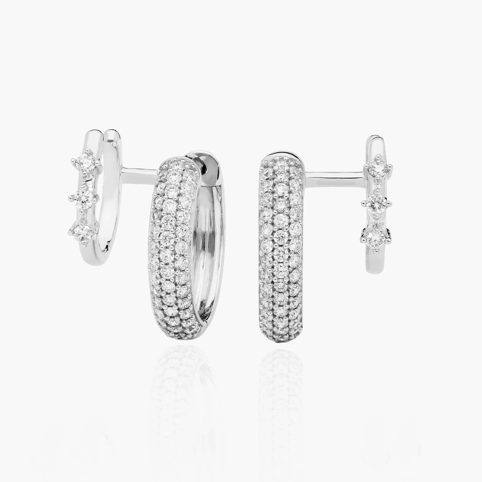 Unique White gold diamond hoop earrings