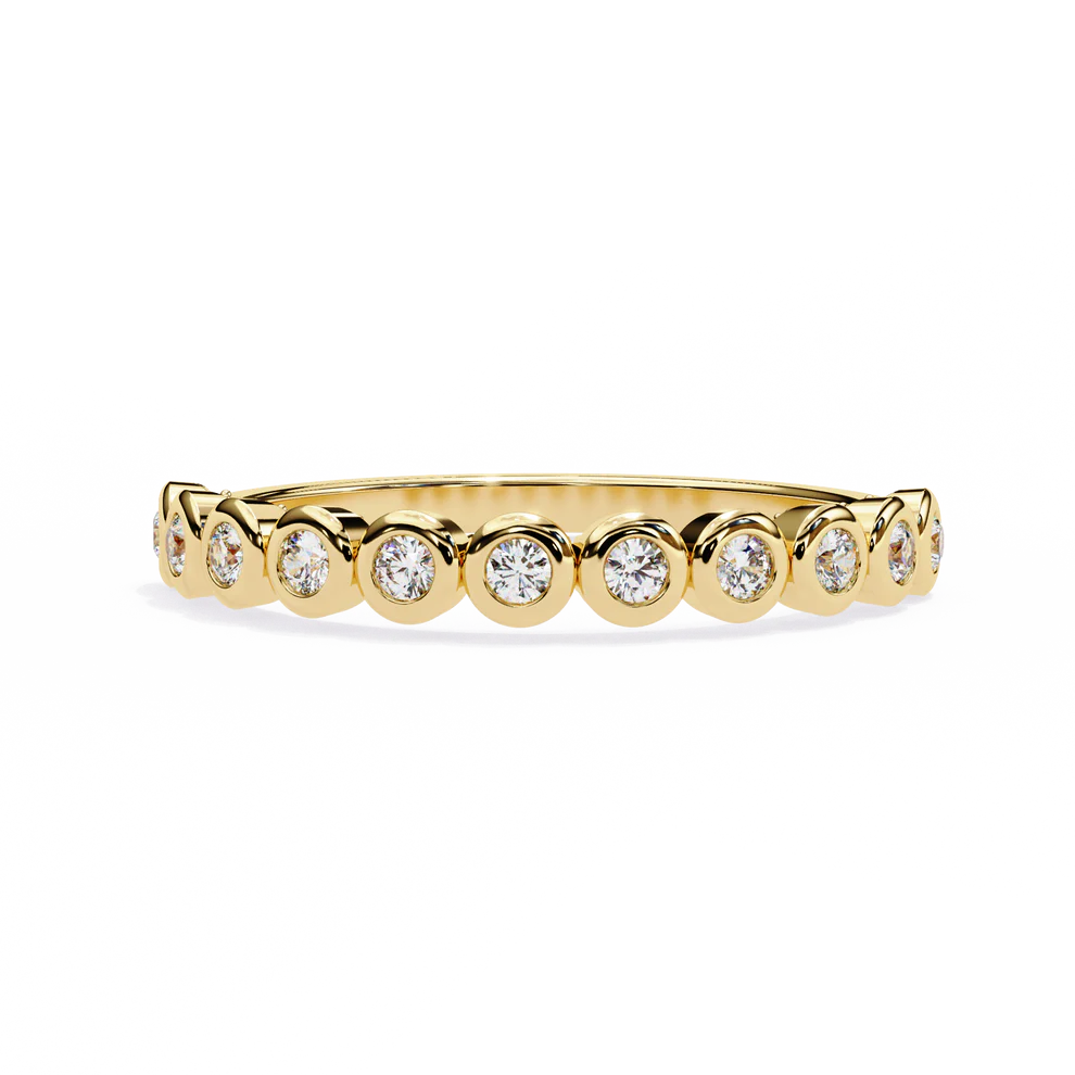 Gold bezel-set diamond wedding band