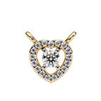 Round solitaire heart diamond pendant in gold