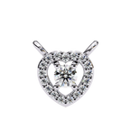 Round solitaire heart diamond pendant in white gold