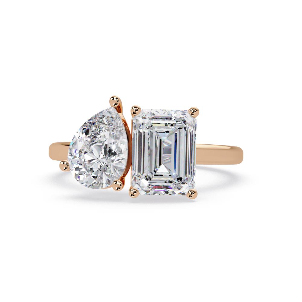 Emerald & Pear With Toi Et Moi Engagement Ring in Gold