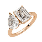 Emerald & Pear With Toi Et Moi Engagement Ring in Gold