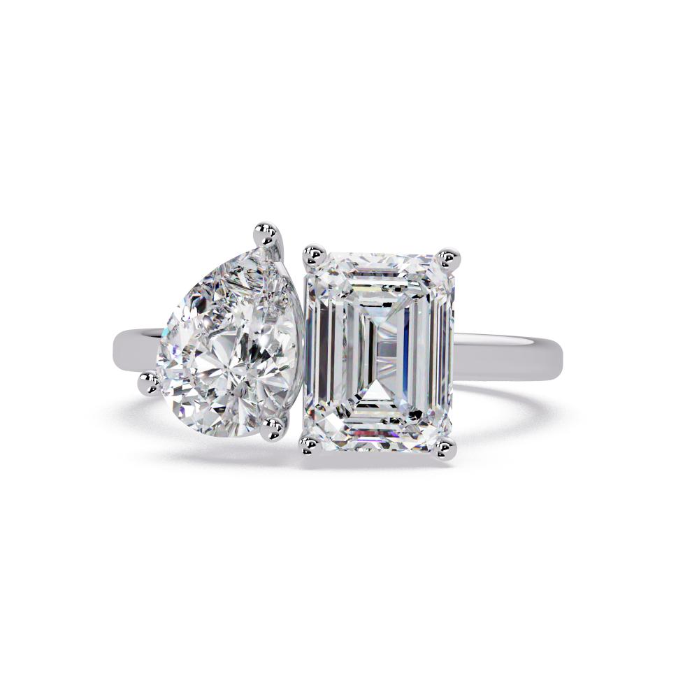 Emerald & Pear With Toi Et Moi Engagement Ring in Gold